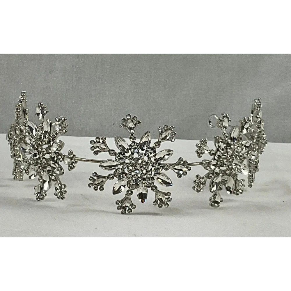 SILVER RHINESTONE SNOWFLAKE HEADBAND‎ CRYSTAL HAIR ACCESSORY BRIDAL HOLIDAY